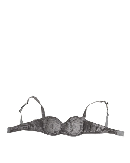 Dolce & Gabbana Gray Silk Underwired Balconette Bra Underwear
