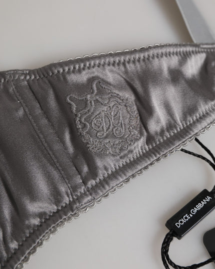 Dolce & Gabbana Gray Silk Underwired Balconette Bra Underwear