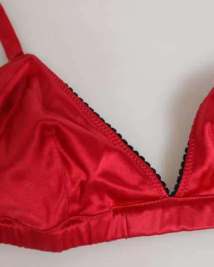 Dolce & Gabbana Red Silk Satin Triangle Soft Cup Br Underwear