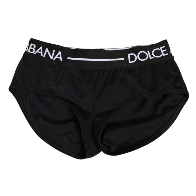 Dolce & Gabbana Black Nylon Logo Waistband Shorts Underwear