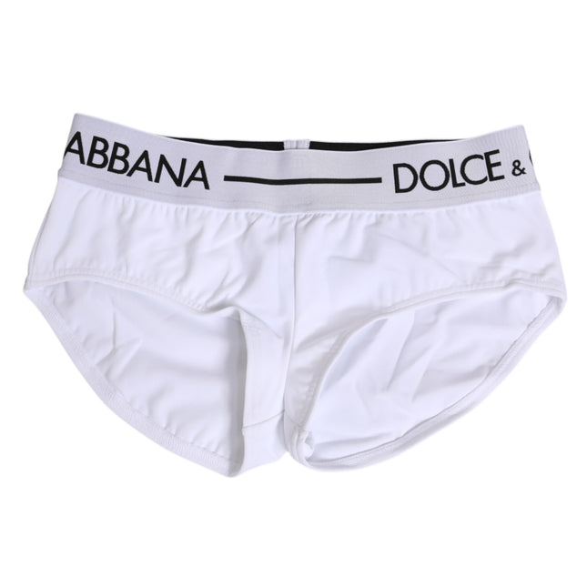 Dolce & Gabbana White Nylon Logo Waistband Shorts Underwear