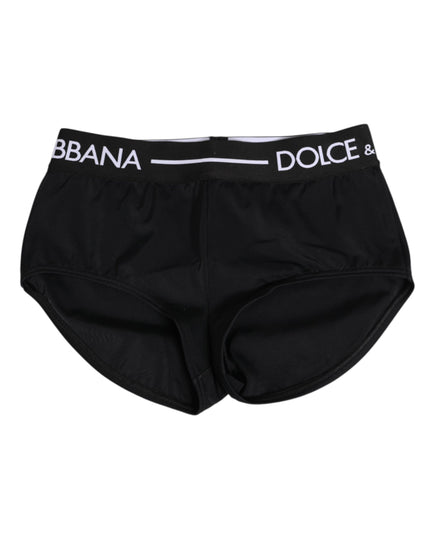 Dolce & Gabbana Black Nylon Logo Waistband Shorts Underwear