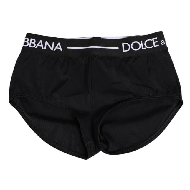 Dolce & Gabbana Black Nylon Logo Waistband Shorts Underwear