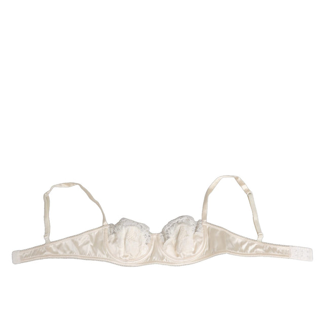 Dolce & Gabbana Off White Silk Underwired Balconette Bra Underwear