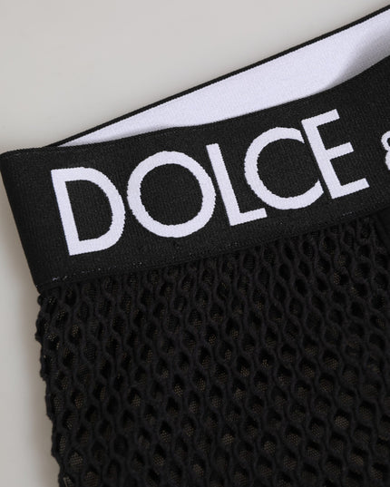 Dolce & Gabbana Black Cotton Logo Shorts Midi Trouser Underwear