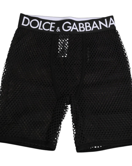 Dolce & Gabbana Black Cotton Logo Shorts Midi Trouser Underwear