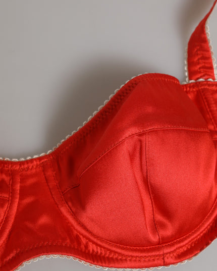 Dolce & Gabbana Red Silk Satin Underwire Bra Semi-Pad Underwear
