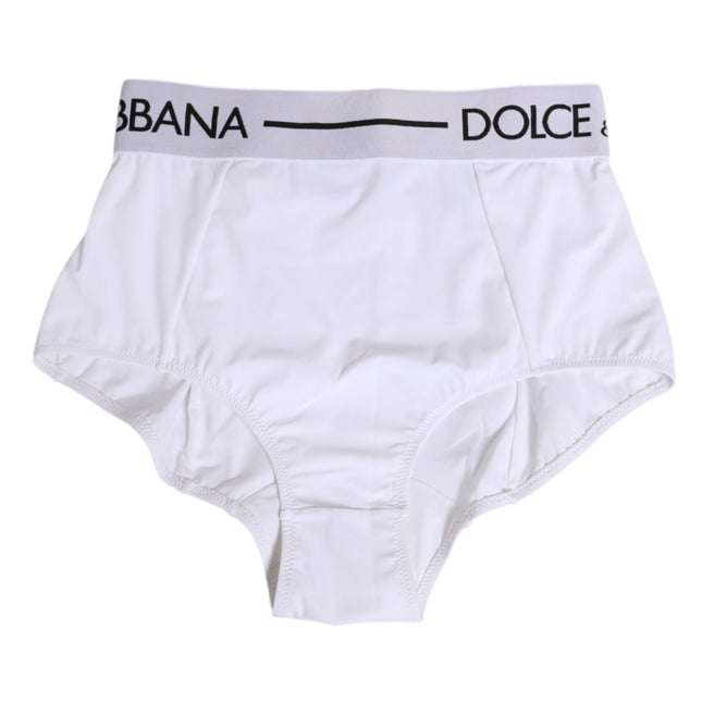 Dolce & Gabbana White Nylon Logo Waistband Coulotte Underwear