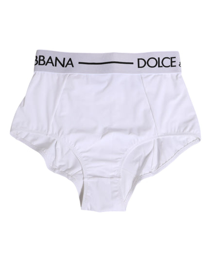 Dolce & Gabbana White Nylon Logo Waistband Coulotte Underwear