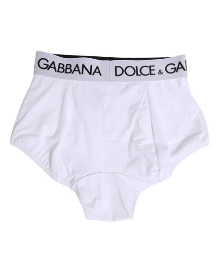 Dolce & Gabbana White Nylon Logo Waistband Coulotte Underwear