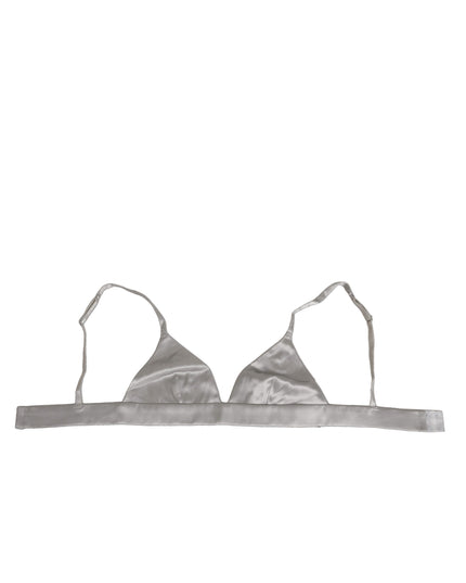 Dolce & Gabbana Gray Silk Satin Triangle Soft Cup Bra Underwear
