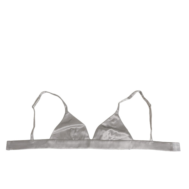 Dolce & Gabbana Gray Silk Satin Triangle Soft Cup Bra Underwear