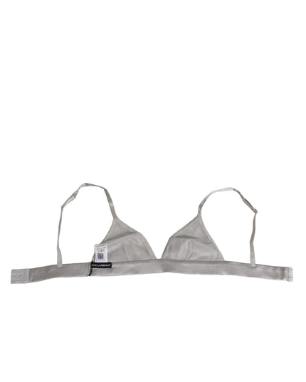 Dolce & Gabbana Gray Silk Satin Triangle Soft Cup Bra Underwear