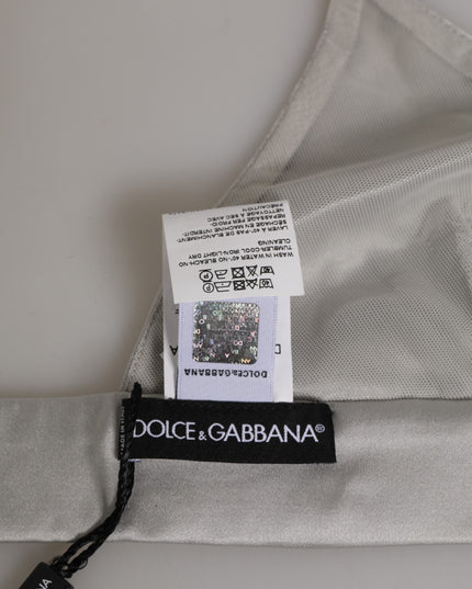 Dolce & Gabbana Gray Silk Satin Triangle Soft Cup Bra Underwear