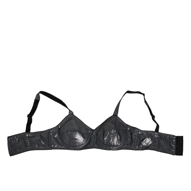Dolce & Gabbana Dark Gray Silk Stretch Balconcino Bra Underwear