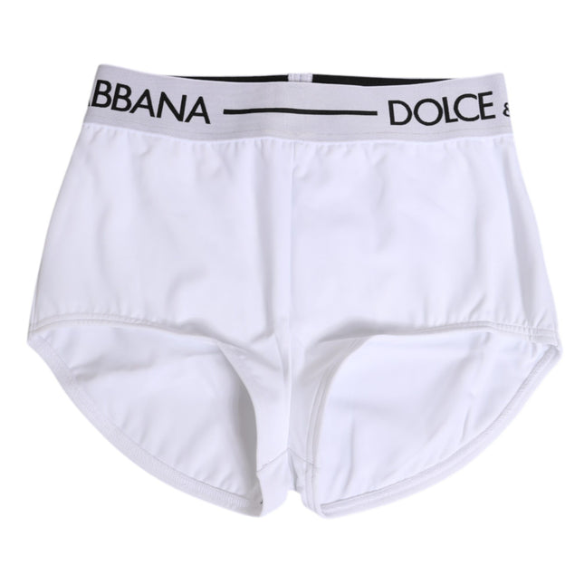 Dolce & Gabbana White Nylon Logo Waistband Shorts Underwear