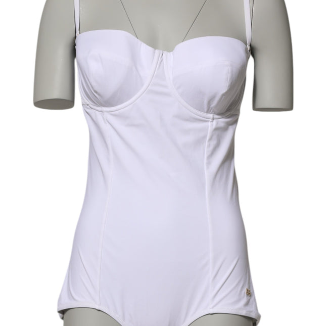 Dolce & Gabbana White Padded Balconette One Piece Swimwear
