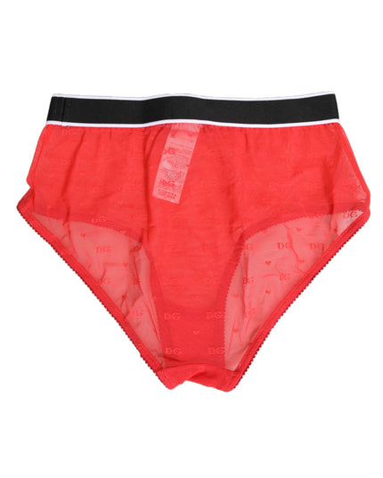 Dolce & Gabbana Red Nylon Logo Waistband Brief Panty Underwear