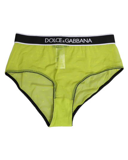 Dolce & Gabbana Green Nylon Logo Waistband Brief Panty Underwear