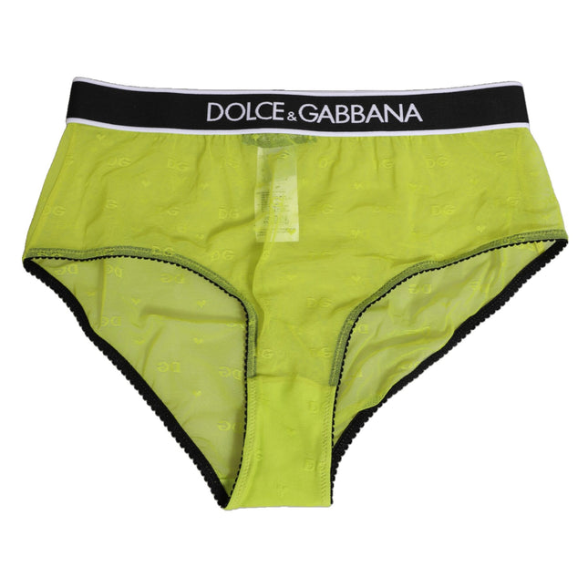 Dolce & Gabbana Green Nylon Logo Waistband Brief Panty Underwear