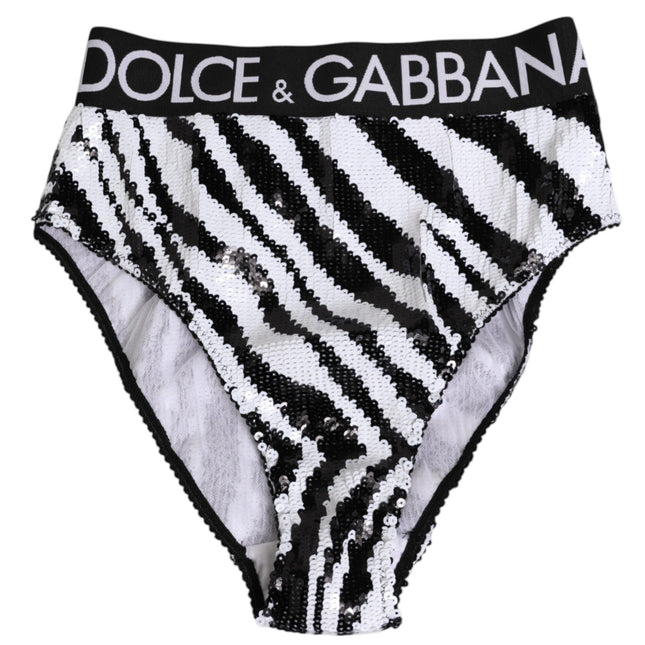 Dolce & Gabbana Black White Stripes High Waist Panty Underwear