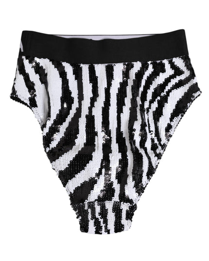 Dolce & Gabbana Black White Stripes High Waist Panty Underwear