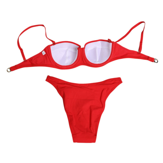 Dolce & Gabbana Red Nylon Swimsuit 2 Piece Top Bottom Swimwear