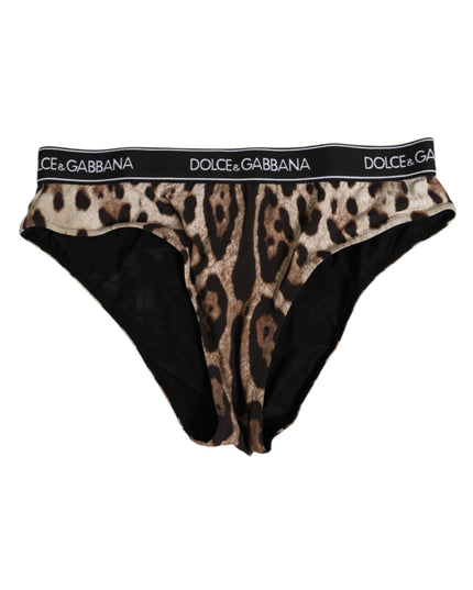 Dolce & Gabbana Brown Leopard Nylon High Waist Panty Underwear