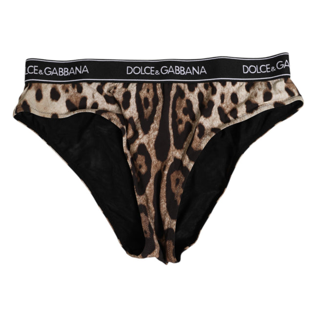 Dolce & Gabbana Brown Leopard Nylon High Waist Panty Underwear