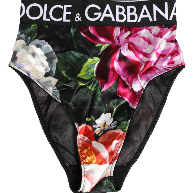Dolce & Gabbana Black Floral Print High Waist Panty  Underwear