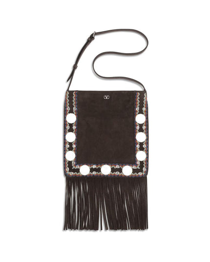 Valentino Garavani Brown Calf Leather Bos Taurus Shoulder Bag