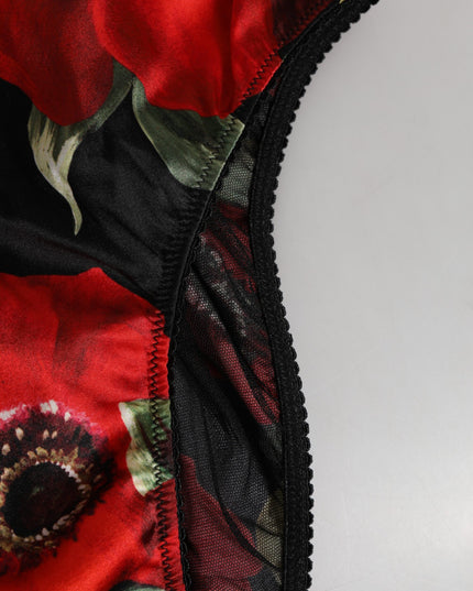 Dolce & Gabbana Black Floral Print High Waist Panty Underwear