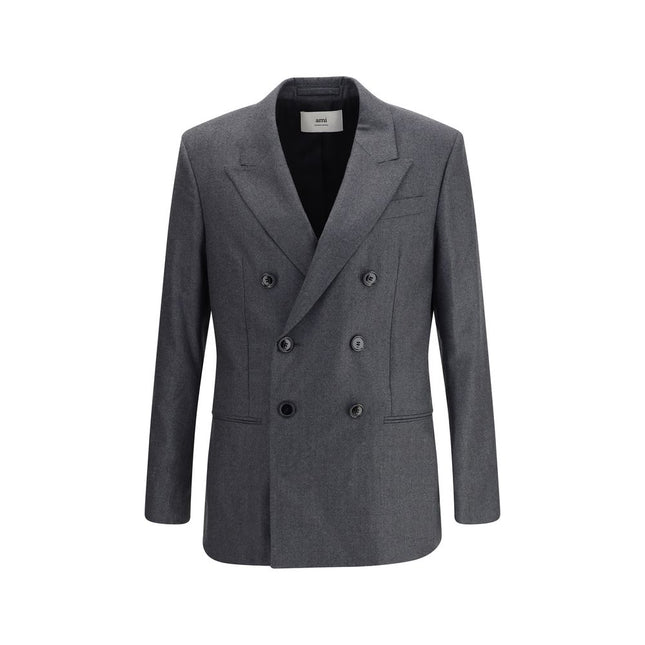 Ami Paris Gray Fleece Wool Blazer
