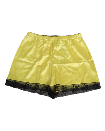 Dolce & Gabbana Yellow Satin Silk Mid Waist Underwear Shorts