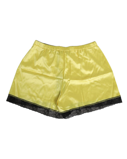 Dolce & Gabbana Yellow Satin Silk Mid Waist Underwear Shorts