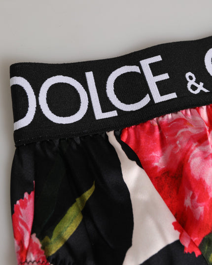 Dolce & Gabbana Black Floral Print High Waist Panty Underwear