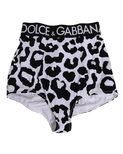 Dolce & Gabbana White Leopard Nylon High Waist Girdle Underwear