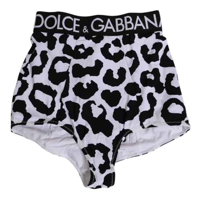 Dolce & Gabbana White Leopard Nylon High Waist Girdle Underwear