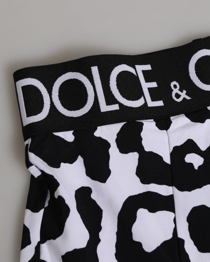 Dolce & Gabbana White Leopard Nylon High Waist Girdle Underwear