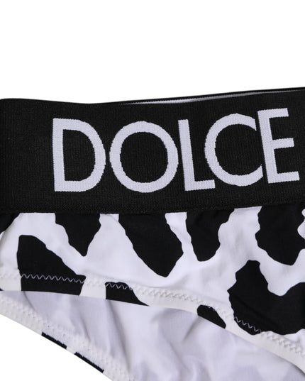 Dolce & Gabbana White Leopard Nylon High Waist Panty Underwear