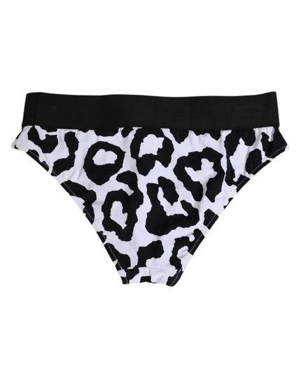Dolce & Gabbana White Leopard Nylon High Waist Panty Underwear