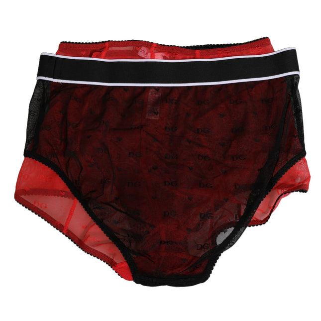 Dolce & Gabbana Black Red Nylon High Waist Girdle Underwear