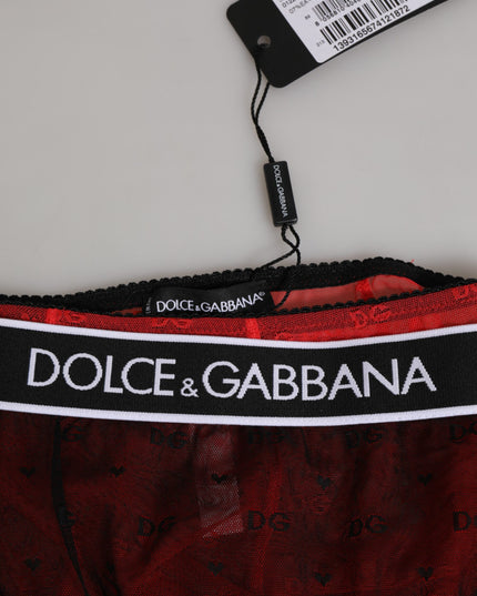 Dolce & Gabbana Black Red Nylon High Waist Girdle Underwear