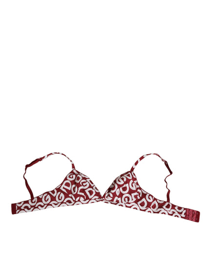 Dolce & Gabbana Red White Logo Mania Soft Cup Bra Underwear
