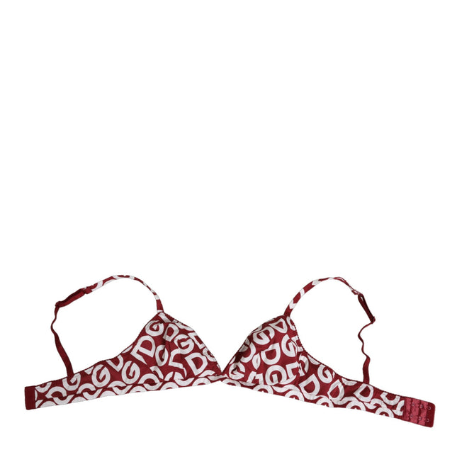 Dolce & Gabbana Red White Logo Mania Soft Cup Bra Underwear