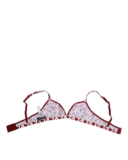 Dolce & Gabbana Red White Logo Mania Soft Cup Bra Underwear