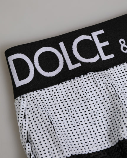 Dolce & Gabbana Black White Sequin High Waist Panty Underwear