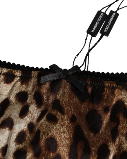 Dolce & Gabbana Brown Leopard Silk Mid Waist Panty Underwear