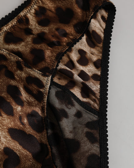 Dolce & Gabbana Brown Leopard Silk Mid Waist Panty Underwear