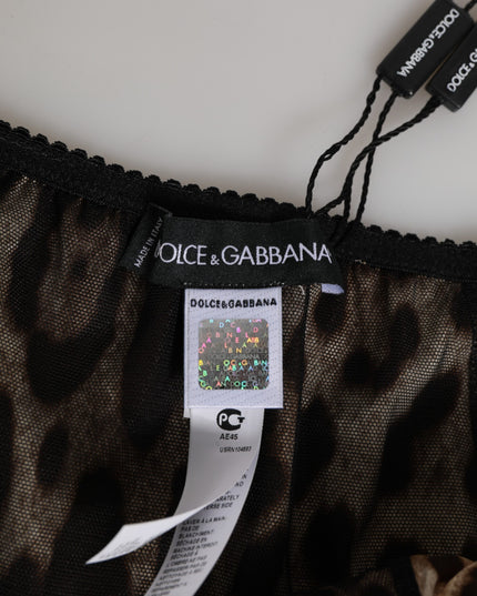 Dolce & Gabbana Brown Leopard Silk Mid Waist Panty Underwear